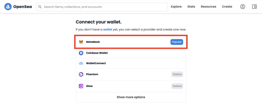 OpenSea-select wallet